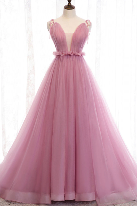 Prom Dresses,noble Princess Tulle Prom Dresses Long Formal Evening Dresses Pink, Celebrity Party Dresses