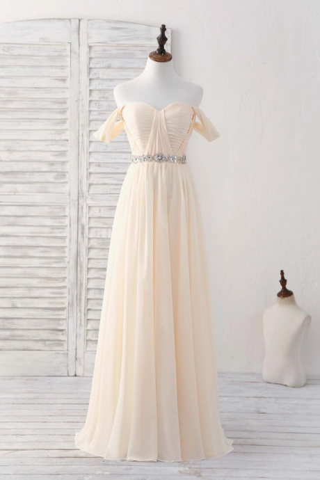 Prom Dresses,champagne Chiffon Strapless Long Prom Dresses Bridesmaid Dresses, Cocktail Party Dinner Dresses
