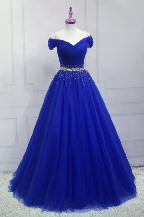 Prom Dresses,royal Blue Strapless Dress, Temperament Out Of The Dazzling Gift Dress, High-end Bar Mitzvah Dress Sarong V-neck