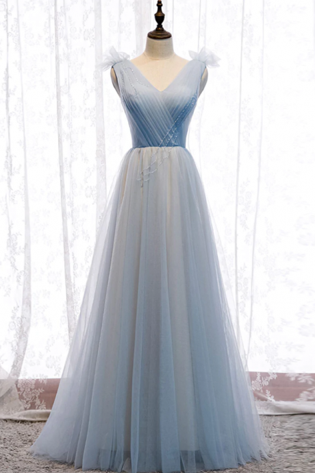 Prom Dresses,v Neck Slim Blue Long Dress Elegant Bridesmaid Dresses,cocktail Dresses
