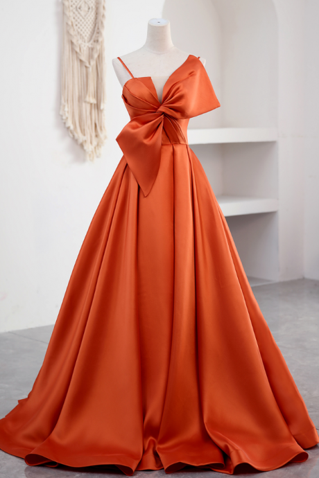 Prom Dresses,original Orange Satin Floor-length Dress Prom Dress, Long Evening Dress