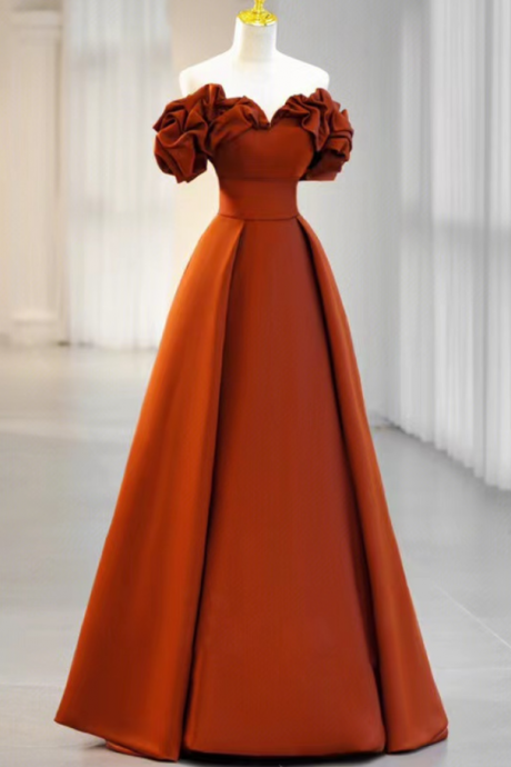 Prom Dresses,graceful Orange Strapless Evening Dresses Long Gorgeous Temperament Party Dress