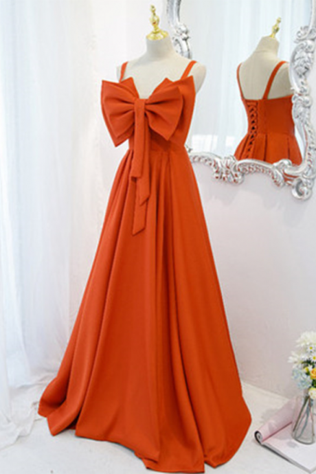 Prom Dresses,orange Strapless Prom Dresses Big Bow Lively And Playful Birthday Party Dresses