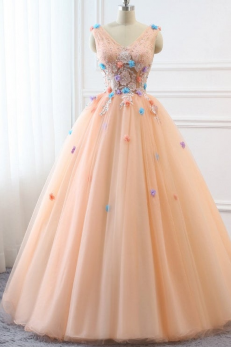 Prom Dresses,sweet Princess Tulle Dress Birthday Dinner Preferred Dress Lively Applique Embellishment