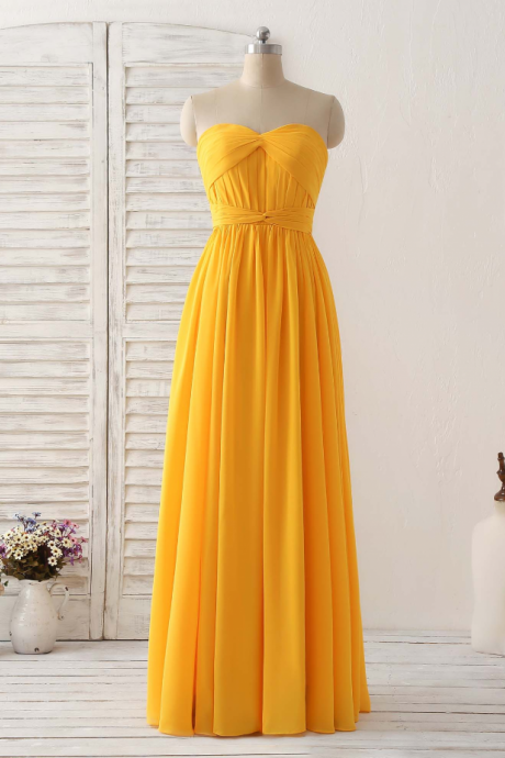 Prom Dresses,simple Formal Chiffon Yellow Long Prom Dresses Simple Bridesmaid Dresses