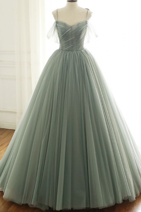 Prom Dresses,classic Elegant Tulle Long Evening Dresses,green Elegant Party Long Dress