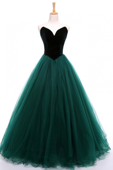 Prom Dresses,green Velvet Tulle Long Formal Dress To Add Color To Your Good Figure