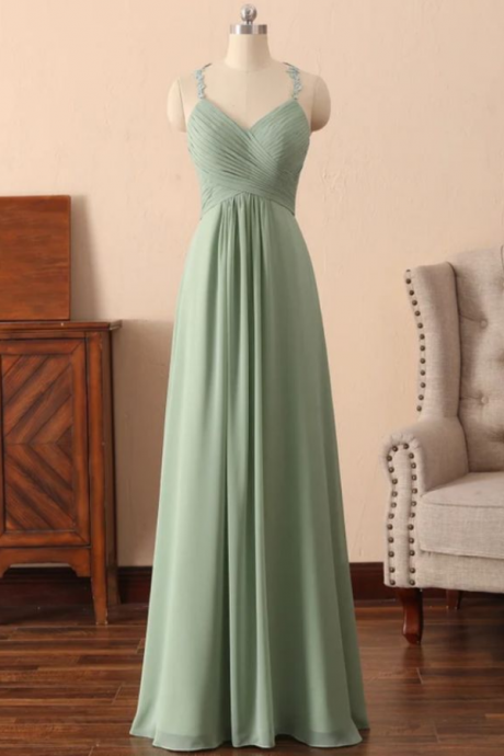 Prom Dresses,chiffon Bridesmaid Dresses Sweetheart Neckline Pleats A Line Floor Length Green Sage Bridesmaid Dress For Wedding Party Guest