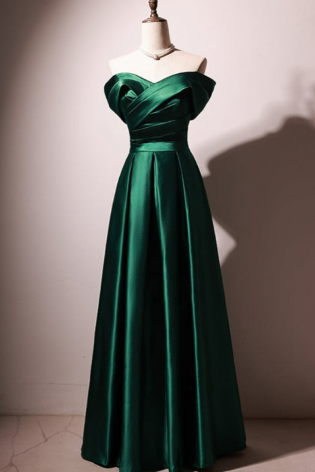 Prom Dresses,beautiful Green Satin A-line Fit Strapless Evening Party Dresses