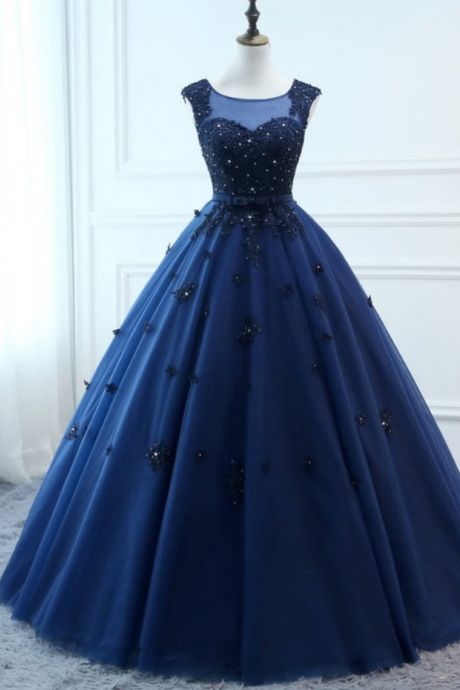 Prom Dresses,navy Blue Corset Women&amp;#039;s Tulle Banquet Dresses Fashion Bridal Gowns Stage Gowns