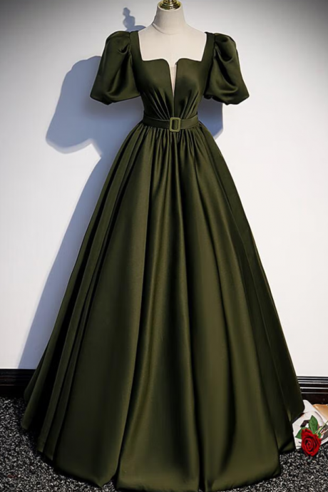 Prom Dresses,slim Slim To Enhance The Charming Temperament Dark Green French Evening Dress Satin Annual Meeting Host Performance Clothing