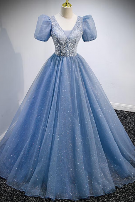 Prom Dresses,light Luxury High-end Small Sweetheart Blue French Evening Dresses Stage Performance Dresses