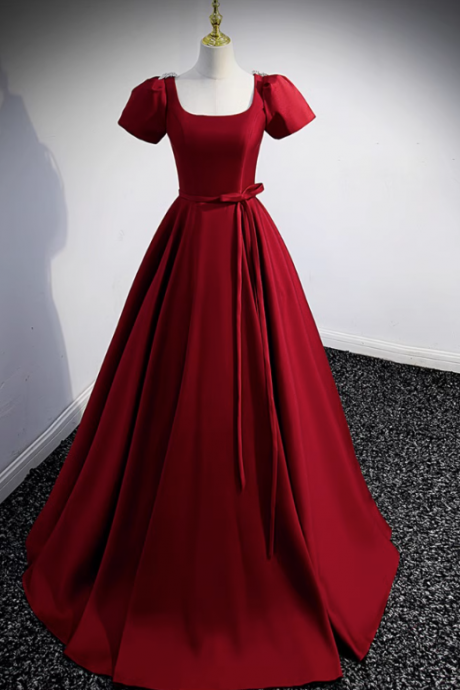 Prom Dresses,red Satin Evening Gowns High Feeling French Design Party Dresses