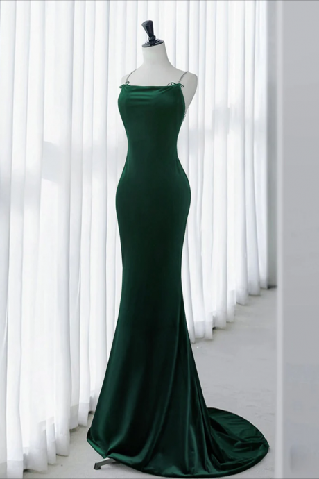 Long Prom Dress ,green Mermaid Velvet Long Prom Dress, Green Long Evening Dress