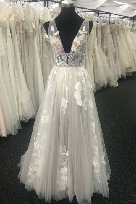 A Line Tulle Tiered Long Prom Dresses,Evening Dress Y2073