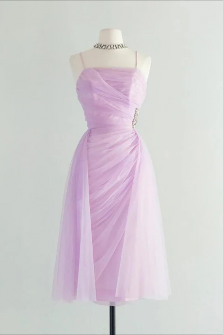 Round Neck Sleeveless Rhinestone A-line Satin Long Prom Dresses, PD0235