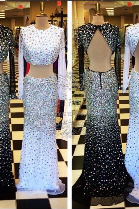 Luxury sewing beads evening dress prom dresses