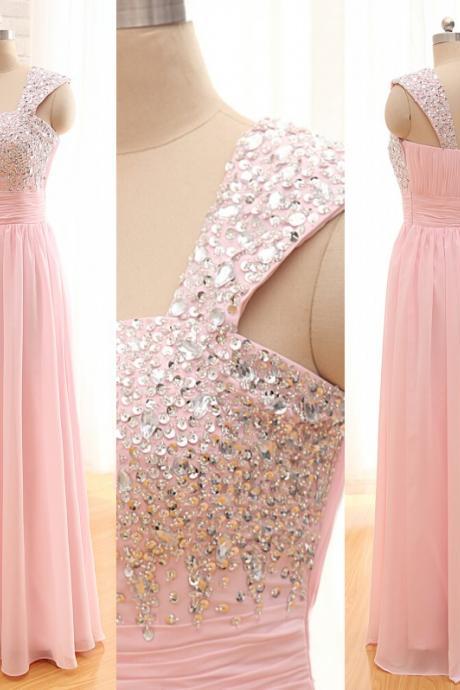 Long Chiffon Prom Dresses,one Shoulder Bridesmaid Dresses,sequined Beaded Evening Dresses,backless Party Dresses