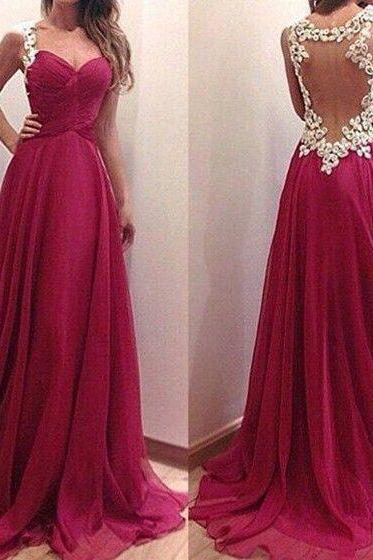 Sexy Open Back Prom Dresses,burgundy Graduation Dresses,sexy Evening Party Dress,prom Party Dress