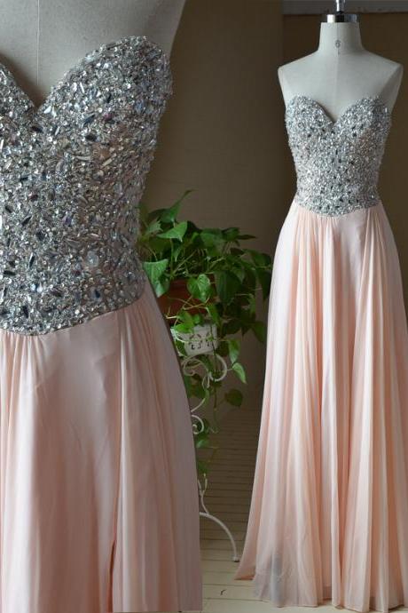 Full Length Sweetheart Prom Dress,beaded Formal Dress,strapless Evening Dress,party Dress