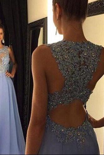 Sexy Back Designer With Lace Applique Evening Formal Dresses Sequined Chiffon Floor Length Pleated Custom Prom Pageant Dress Gow