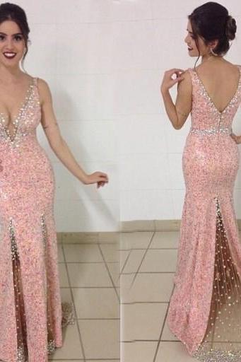 Pink Prom Dresses,Pink Evening Gowns,Simple Formal Dresses,Prom Dresses,Teens Fashion Evening Gown,Beadings Evening Dress,Pink Party Dress,Prom Gowns