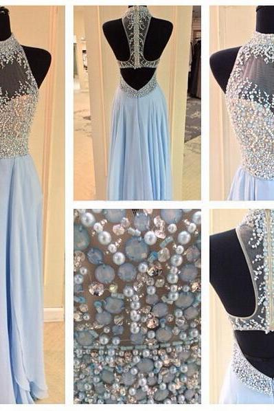 Lace Prom Dresses,light Sky Blue Prom Dress,modest Prom Gown,a Line Prom Gown,evening Dress,chiffon Evening Gowns,party Gowns