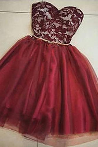 Burgundy Homecoming Dress,Chiffon Homecoming Dresses,Short Prom Dress,Strapless Evening Dress,Summer Lace Prom Dress,Simple Wine Red Homecoming Gowns,Burgundy Evening Gowns