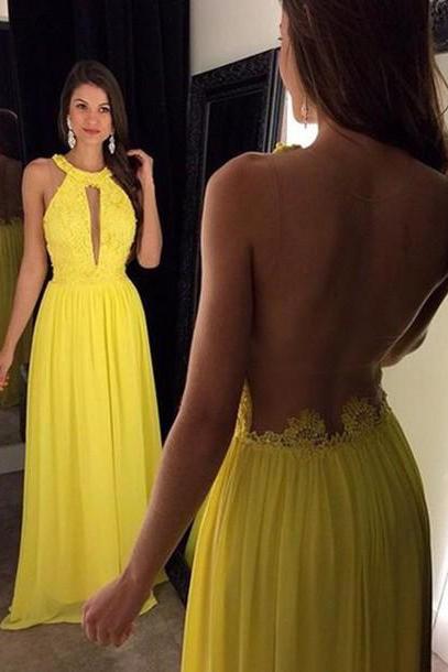 Yellow Prom Dresses,elegant Evening Dresses,long Formal Gowns,beaded Party Dresses,chiffon Pageant Formal Dress,backless Prom Dresses