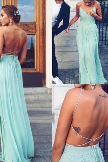 Mint Green Prom Dresses,backless Evening Gowns,sexy Formal Dresses,sexy Prom Dresses,2016 Fashion Evening Gown,open Backs Evening Dress