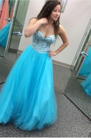 Blue Prom Dresses,tulle Prom Gowns,sparkle Prom Dresses,long Party Dresses,simple Prom Dress,elegant Evening Gowns,modest Prom Gowns,beaded