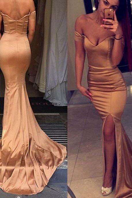 Prom Dresses,mermaid Prom Dress,satin Prom Dress,off The Shoulder Prom Dresses,2016 Formal Gown,corset Evening Gowns,party Dress,mermaid Prom