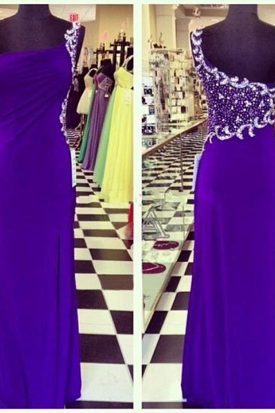 2017 Prom Gown,royal Blue Prom Dresses,one Shoulder Evening Gowns,simple Formal Dresses,one Shoulder Prom Dresses