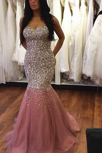 2017 Mermaid Prom Dress Sheer Prom Dress, Beaded Cap Sleeve Prom Dress,sexy Prom Dresses,handmade Long Prom Dress