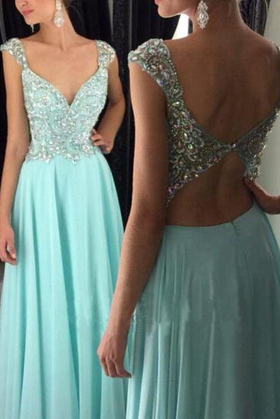 Charming Cap Sleeve Crystal Beaded Long Prom Dress,keyhole Back Prom Dress,homecoming Dress Long ,prom Dress For Juniors,evening Dress For Women
