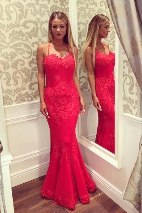 Halter Long Fitted Prom Dress,fushia Mermaid Prom Dress,appliques Lace Prom Dress,high Quality Prom Dress,homecoming Dress,party Dress For Women