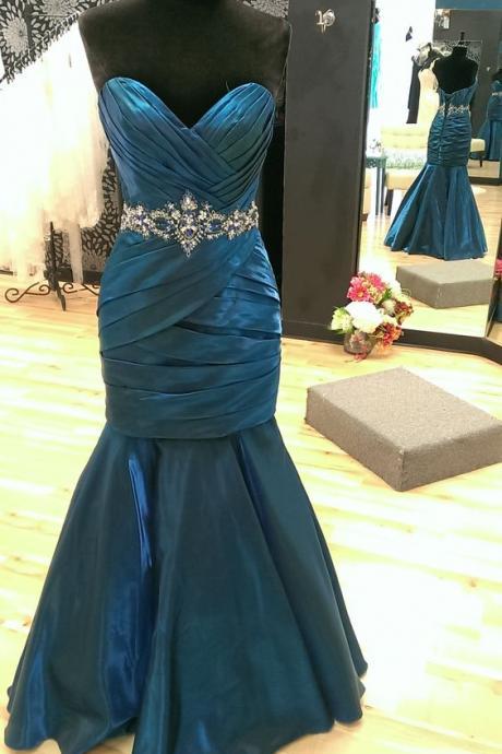 Elegant Mermaid Prom Dress,pleated-bodice Prom Dress With Waistband,simple Prom Dress ,long Evening Dress ,evening Gown,long Formal Dress