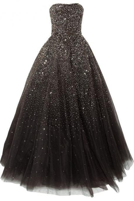 Gorgeous Prom Dress,Crystal Beaded Ball Gowns ,Prom Ball Gowns,Evening Dress ,Strapless Formal Dress,Celebrity Dress,Pageant Dress