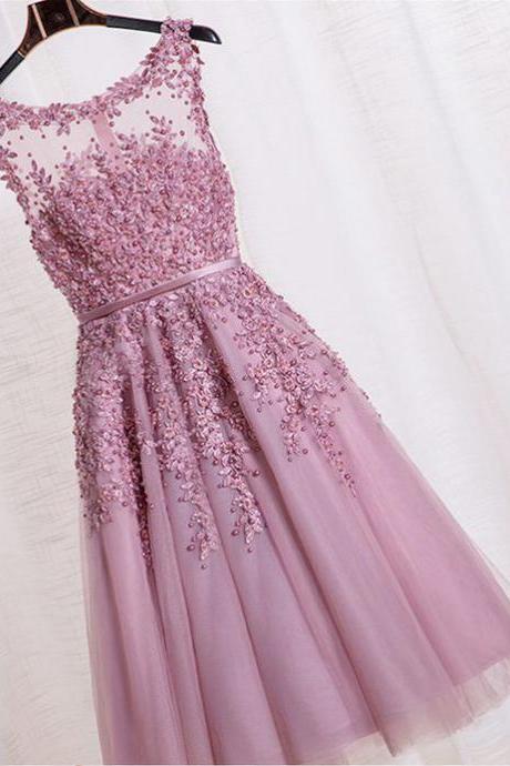 Beauty Graduation Dress,short Prom Dress, Purple Lalic Party Dress, Tulle Homecoming Dress,beading Prom Dress