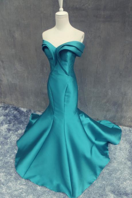 Rea Made Prom Dresses, Hunter Prom Dresses, Sexy Mermaid Prom Dresses, Off Shoulder Prom Dresses, Empire Backless Prom/evening Dress With Ruffles