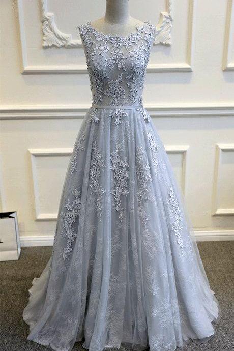 Gray Blue Lace Wedding Dress, Romantic Wedding Dresses, Wedding Dresses, Real Made Wedding Dress, A-line Wedding Dress, Lace Bridal Gowns