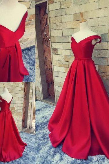 Charming Red Carpet Dress, Long Formal Dress, Red Prom Gowns With Belt Sexy V Neck Ball Gowns Open Back Lace Up Vintage Party Evening Gowns Real
