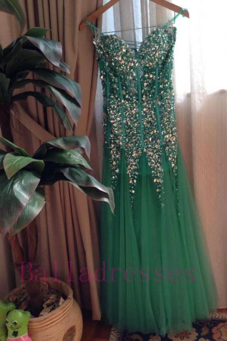 Green Prom Gown,Sexy Prom Dresses,Evening Gowns,Mermaid Party Dresses,Tulle Evening Gowns,Modest Formal Dress,Evening Gown For Teens