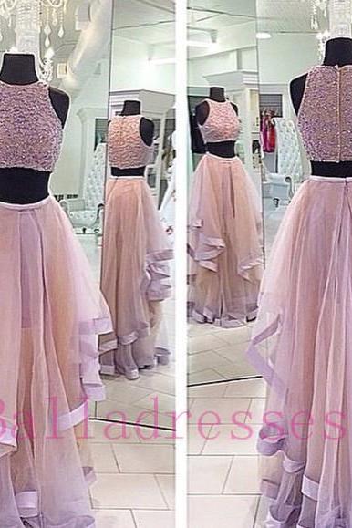 A Line Prom Gown,Two Piece Prom Dress,Evening Gowns,2 Pieces Party Dresses,Champagne Evening Gowns,2 Pieces Formal Gown For Teens