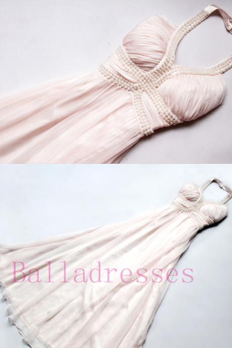 Chiffon Prom Dresses,Pearl Pink Evening Dress,Prom Dress,Prom Gown,Sexy Prom Dress,Long Prom Gown,Modest Evening Gowns for Teens