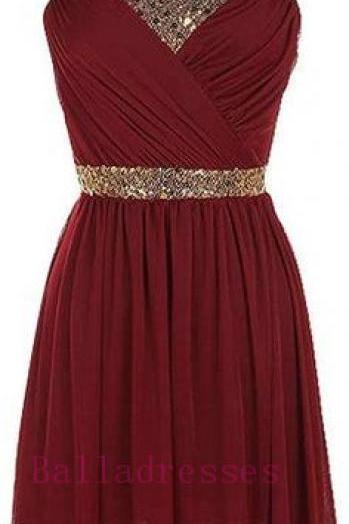 Burgundy Homecoming Dress,Chiffon Homecoming Dresses,Homecoming Gowns,Beading Party Dress,Short Prom Dress, Sweet 16 Dress,Sparkly Homecoming Dresses