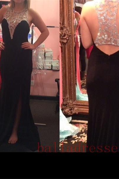 Black Prom Dresses,backless Prom Dress,chiffon Prom Dress,mermaid Prom Dresses,2016 Formal Gown,open Back Evening Gowns,open Backs Party
