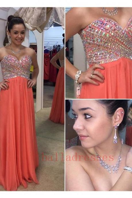 Coral Prom Dresses,Fitted Evening Gowns,Sexy Formal Dresses,Beaded Prom Dresses,Beadings Evening Gown,Modest Evening Dress,Chiffon Prom Dresses,Elegant Evening Dresses
