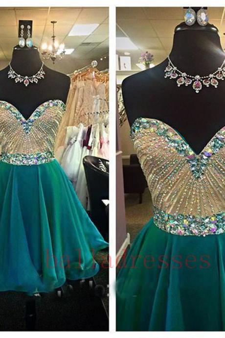 Green Homecoming Dress,Homecoming Dresses,Sweetheart Homecoming Gowns,Short Prom Dress,Beading Prom Dresses,Cute Sweet 16 Dress,Evening Dresses For Teens