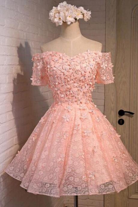 Blush Pink Homecoming Dress,Short Tulle Prom Dresses,Homecoming Gowns,Homecoming Dresses,Formal Dresses,Lace Graduation Dresses,Sweet 16 Gown